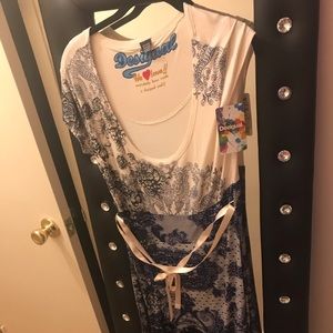 Desigual Lanoria Sz XL US Blue $ White NWT!